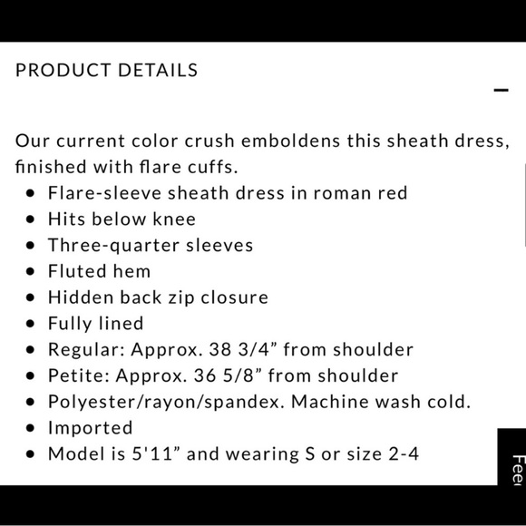 WHBM FLARE-SLEEVE FLUTED-HEM SHEATH DRESS - Picture 3 of 4